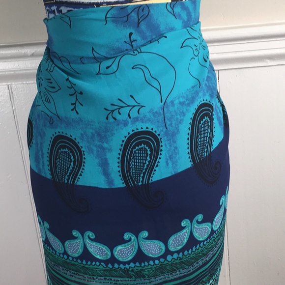 Women's Multi-Color Swim Wrap Aqua Blue  Pre-Owned - Picture 3 of 16